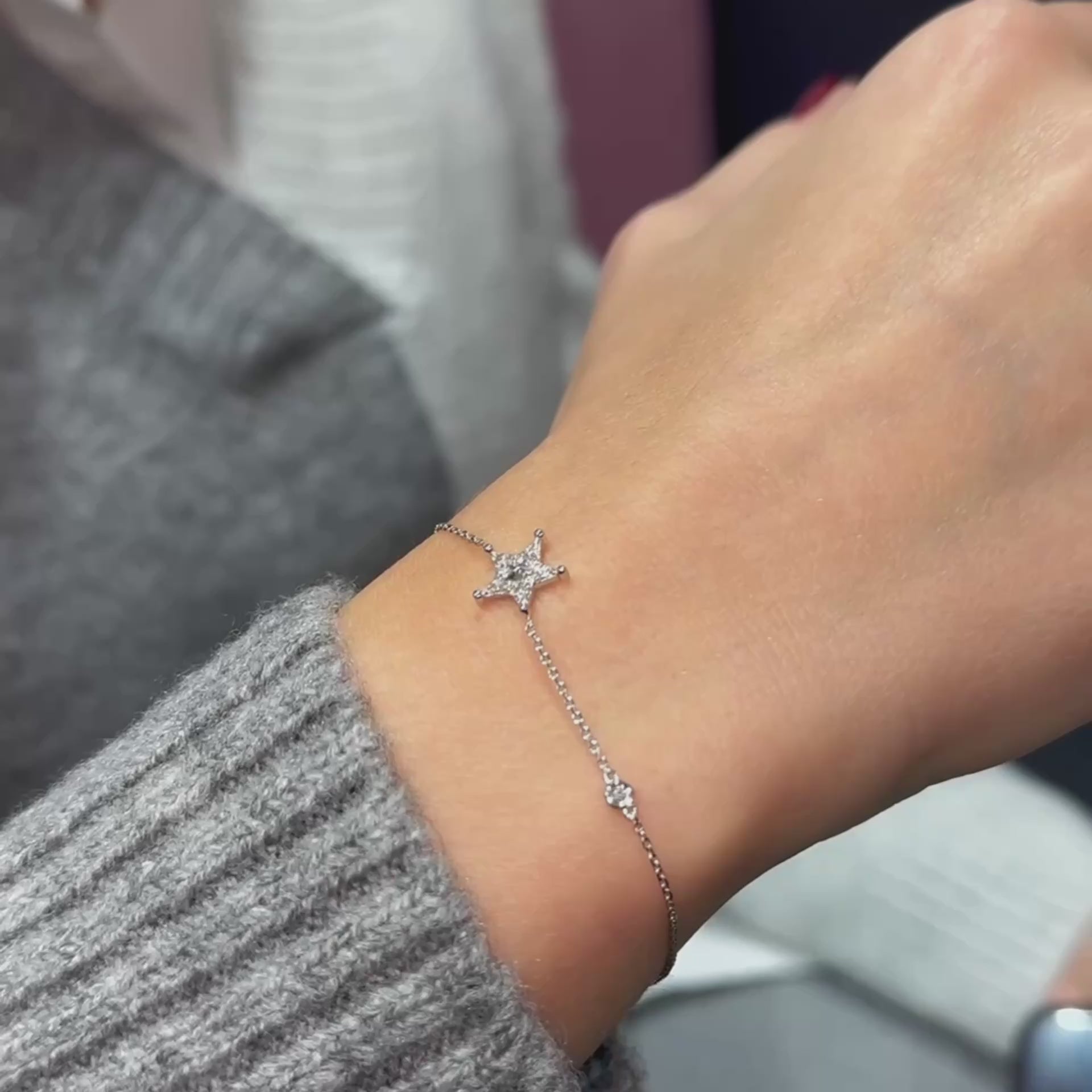 14K Gold Diamond Star Bracelet