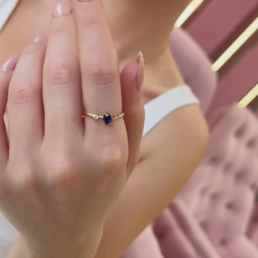 Minimalist 14K Gold Sapphire Ring