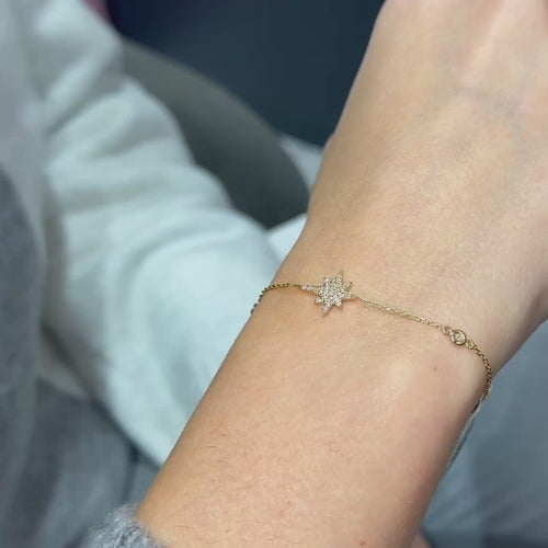 14K Solid Gold Star Bracelet