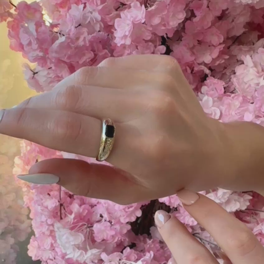 14K Gold Diamond Sapphire Ring, Anniversary Gift