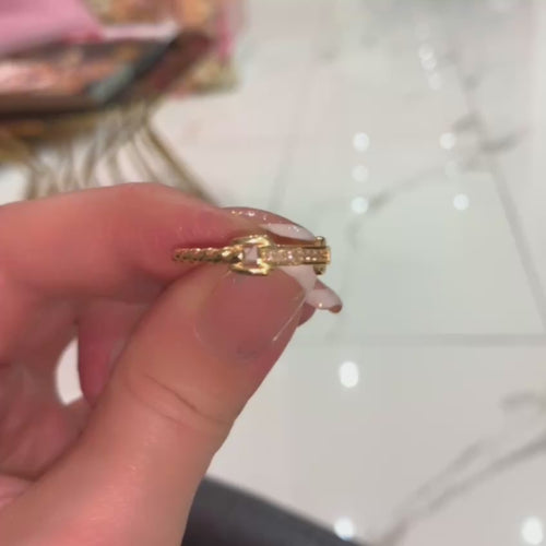 14K Gold Diamond Chain Ring