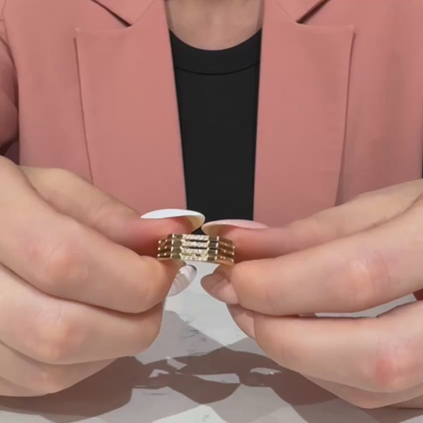 Modern Geometric Diamond Ring