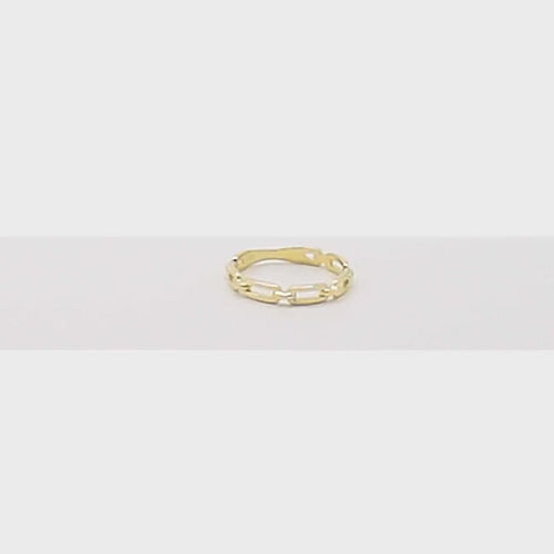 14K Gold Paperclip Chain Ring, Gold Chain Ring