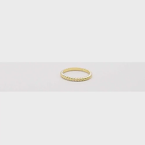 14K Solid Gold Twist Rope Ring, Gold Braided Ring