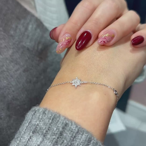 Tiny Star Bracelet, 14K White Gold Diamond Bracelet