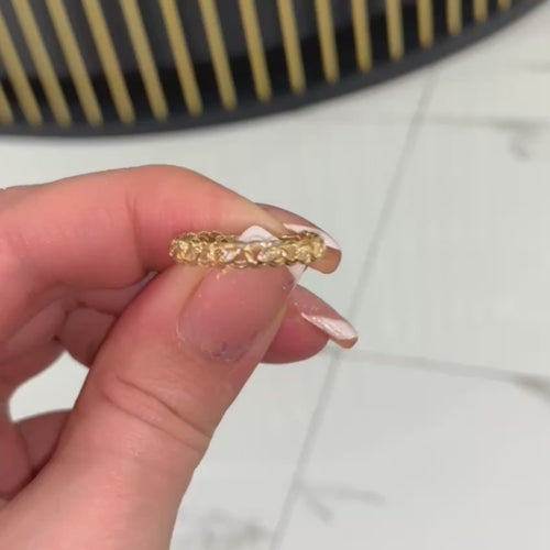 14K Solid Gold Diamond Chain Link Ring