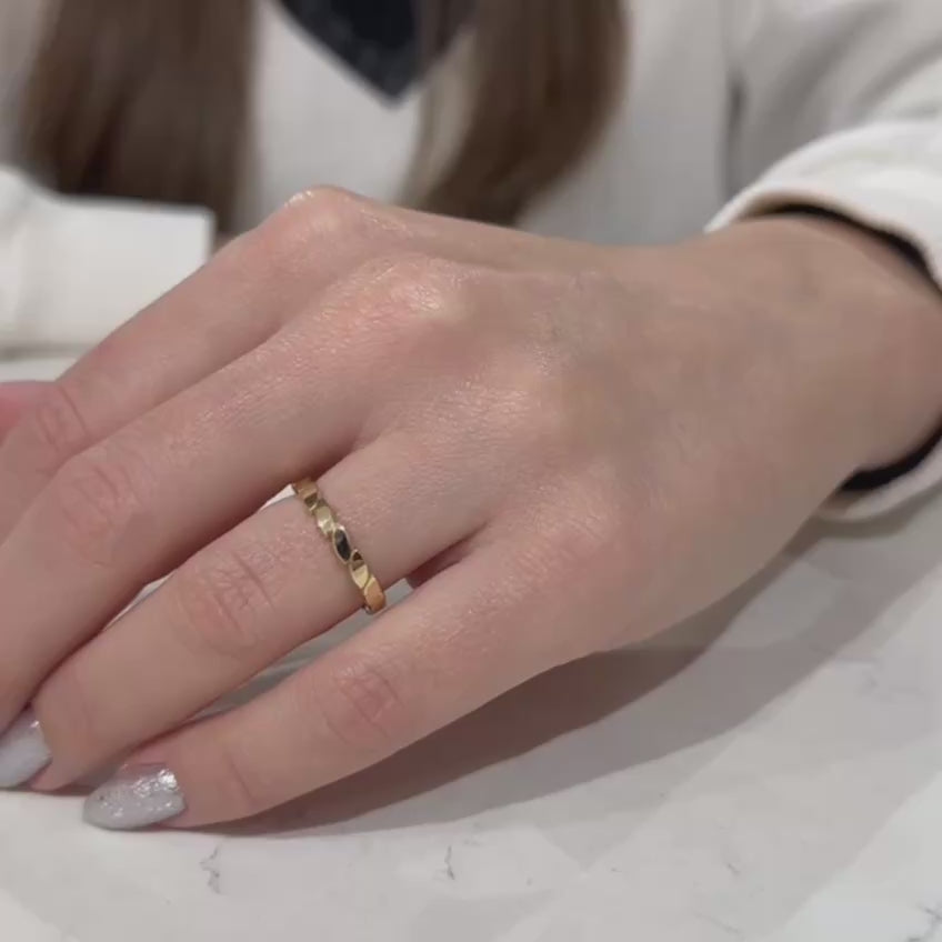 14K Solid Gold Women Ring, Gold Dotted Ring