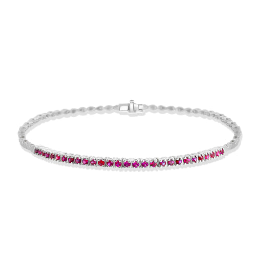 14K Gold Natural Ruby Tennis Bracelet / Anniversary Bracelet