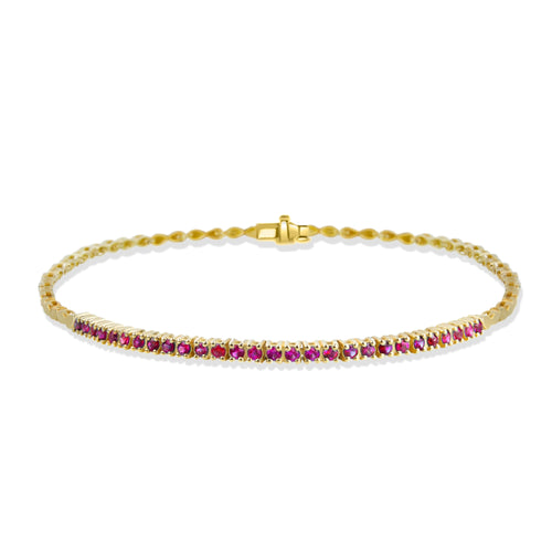 14K Gold Natural Ruby Tennis Bracelet / Anniversary Bracelet