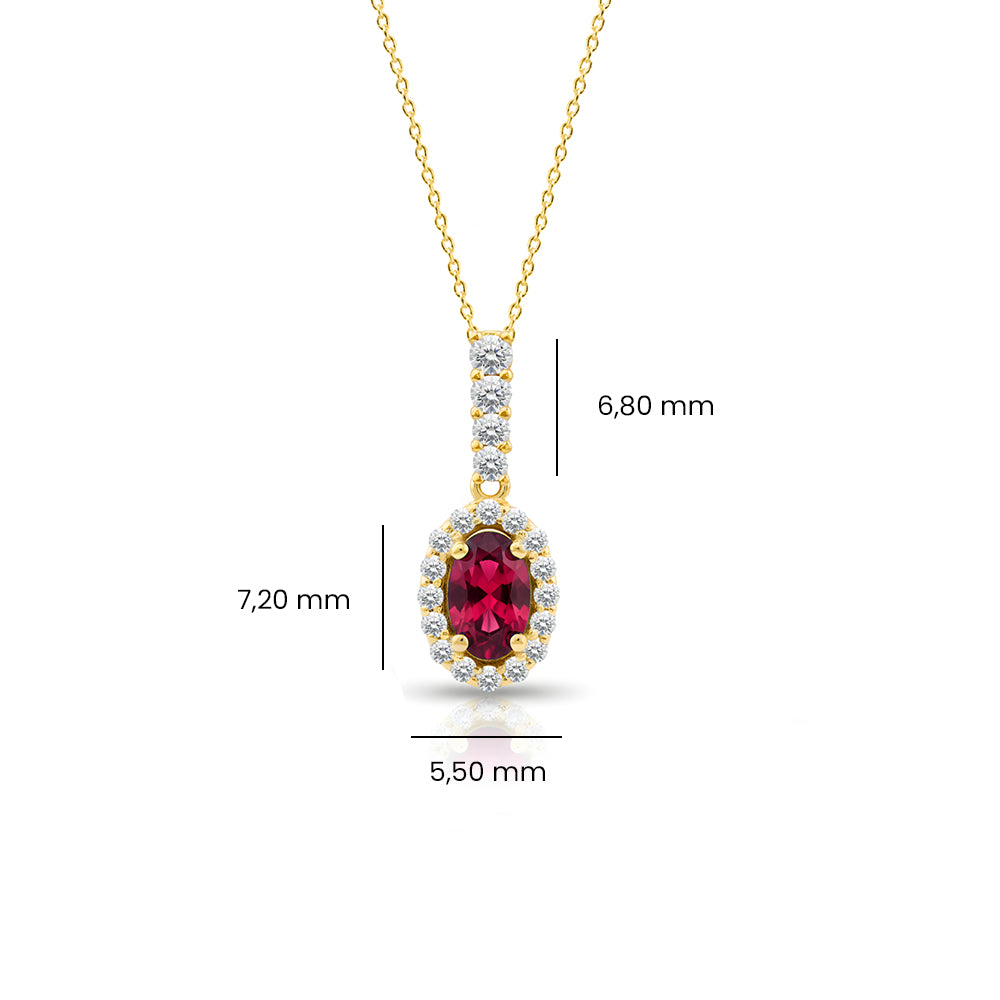 Romantic Ruby Pendant Necklace, Anniversary Necklace