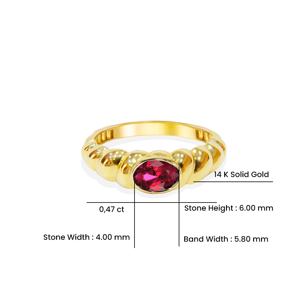 14K Gold Natural Ruby Bubble Ring