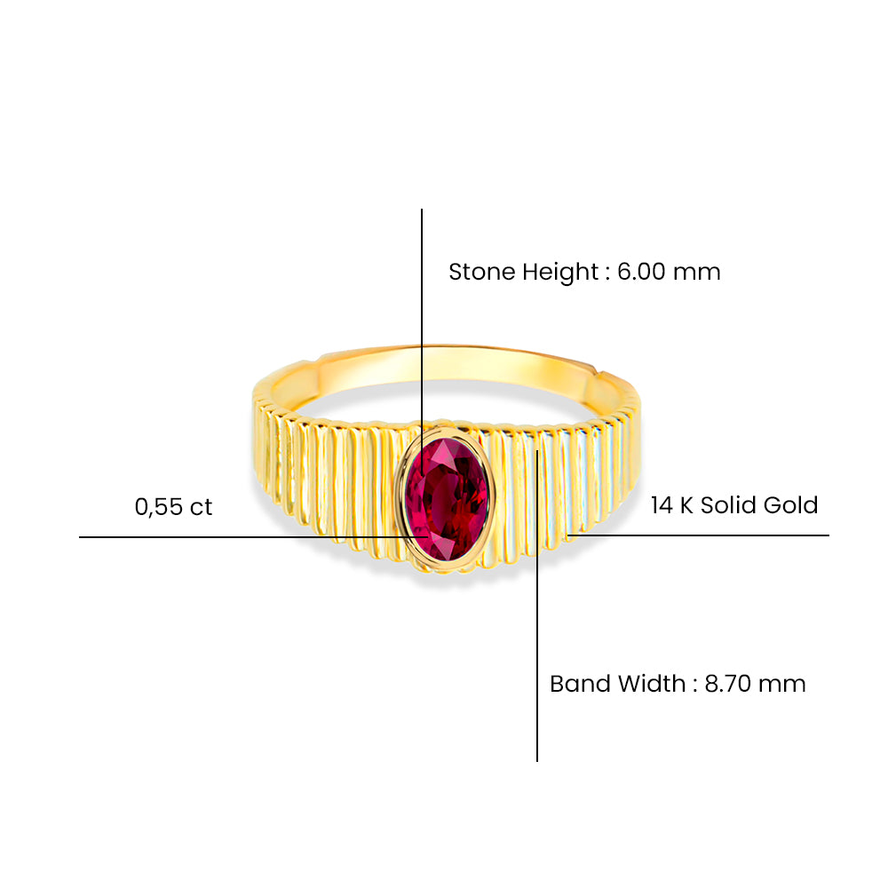 14K Gold Ruby Red Ring