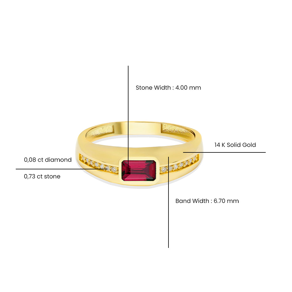 14K Gold Ruby Signet Ring