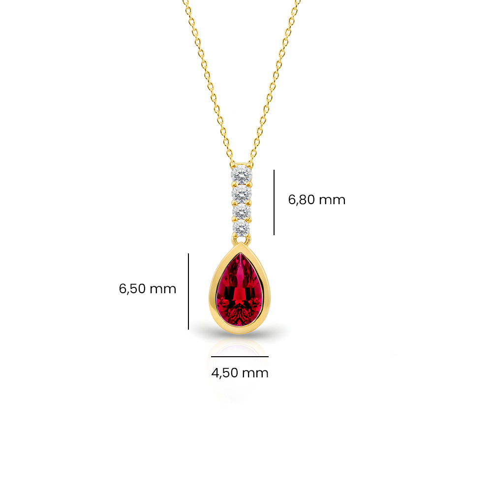 14K Gold Ruby Teardrop Necklace
