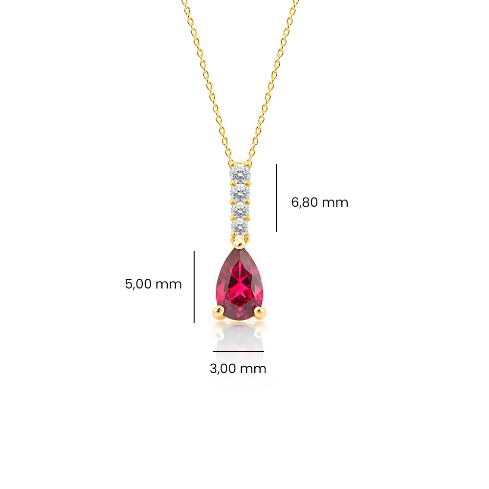 Pear Cut Ruby Necklace, Anniversary Necklace