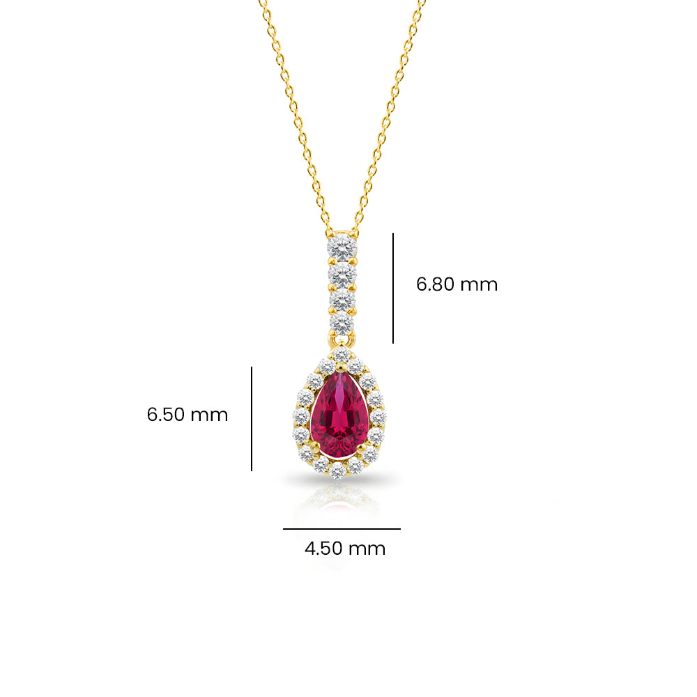 Teardrop Ruby Diamond Necklace