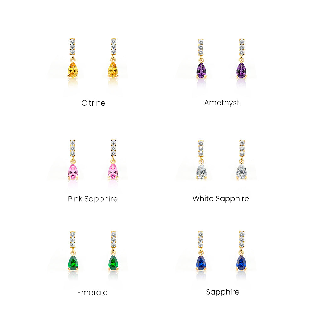 14K Gold Ruby Drop Earrings