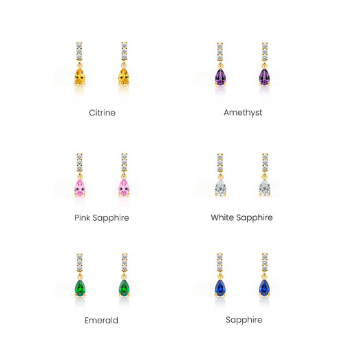 14K Gold Ruby Drop Earrings