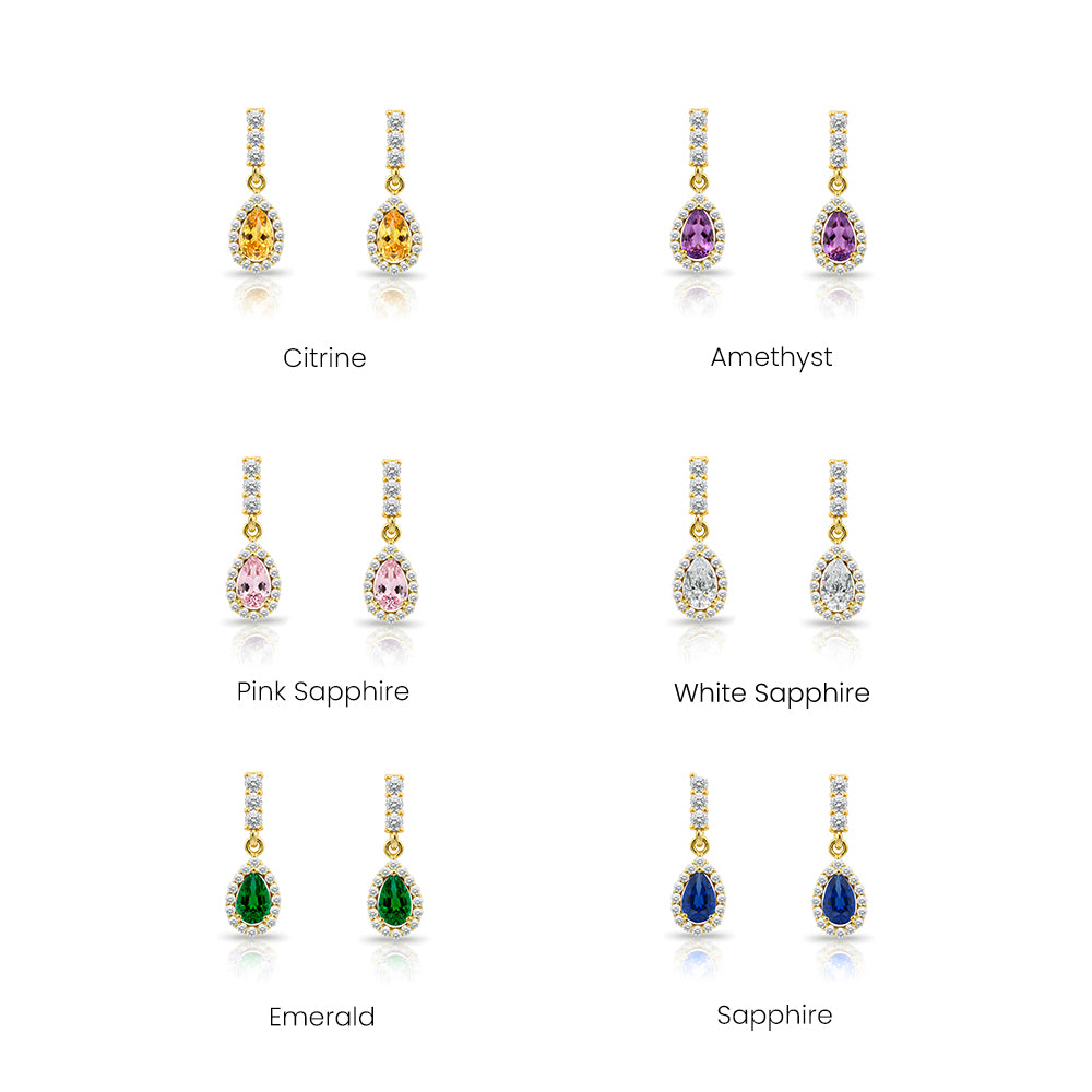 14K Gold Ruby Pear Cut Earrings