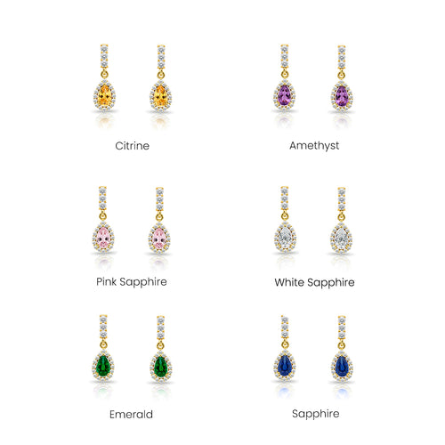 14K Gold Ruby Pear Cut Earrings