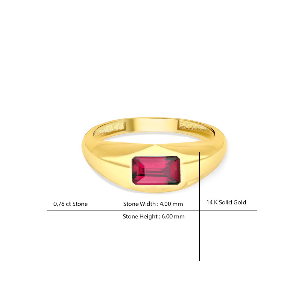 14K Gold Ruby Signet Ring / Birthday Gift