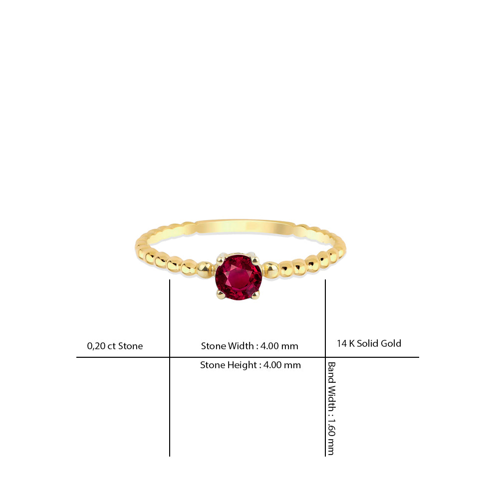 14K Gold Ruby Solitaire Ring / Anniversary Gift