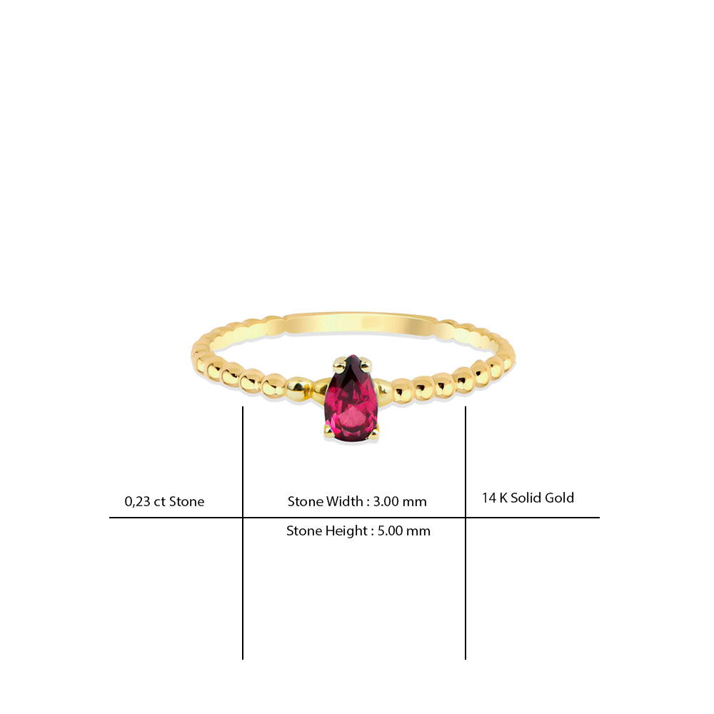 14K Gold Pear Ruby Ring / Birthday Gift