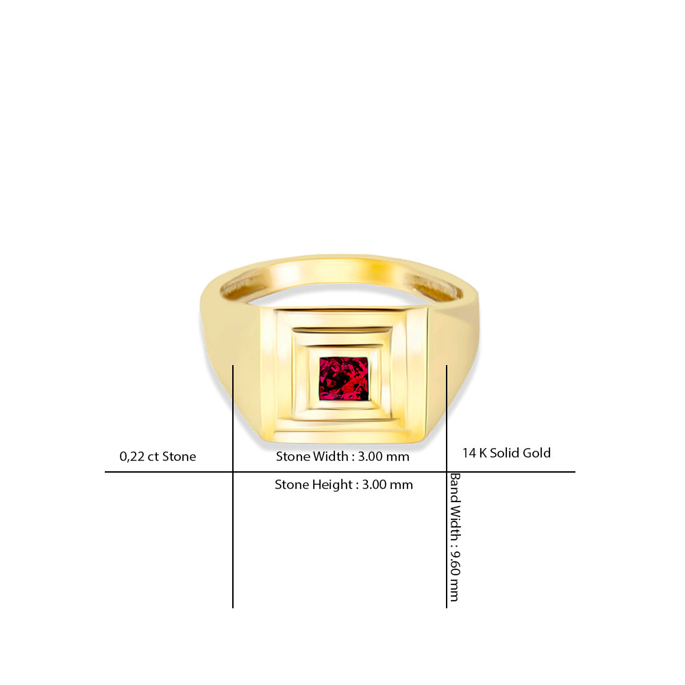 14K Gold Princess Cut Ruby Ring