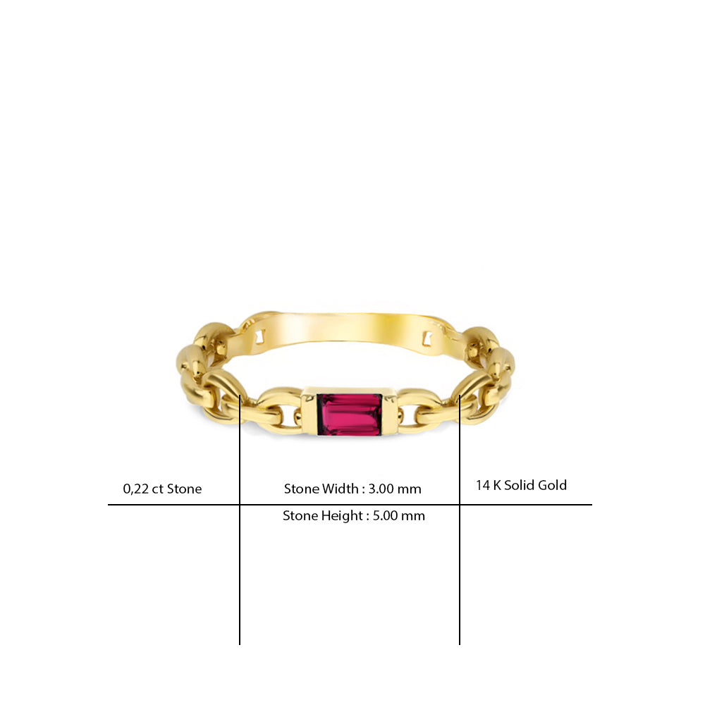 Ruby Baguette Ring / Romantic Gift