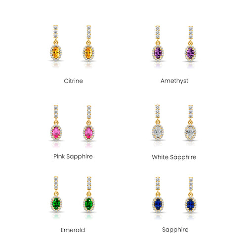 14K Gold Ruby Oval Earrings