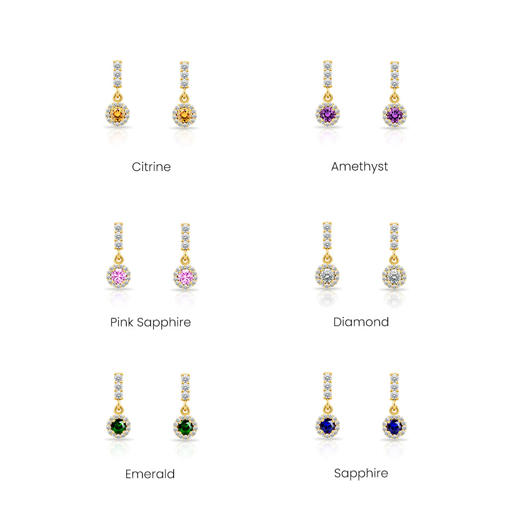 14K Gold Ruby Halo Earrings