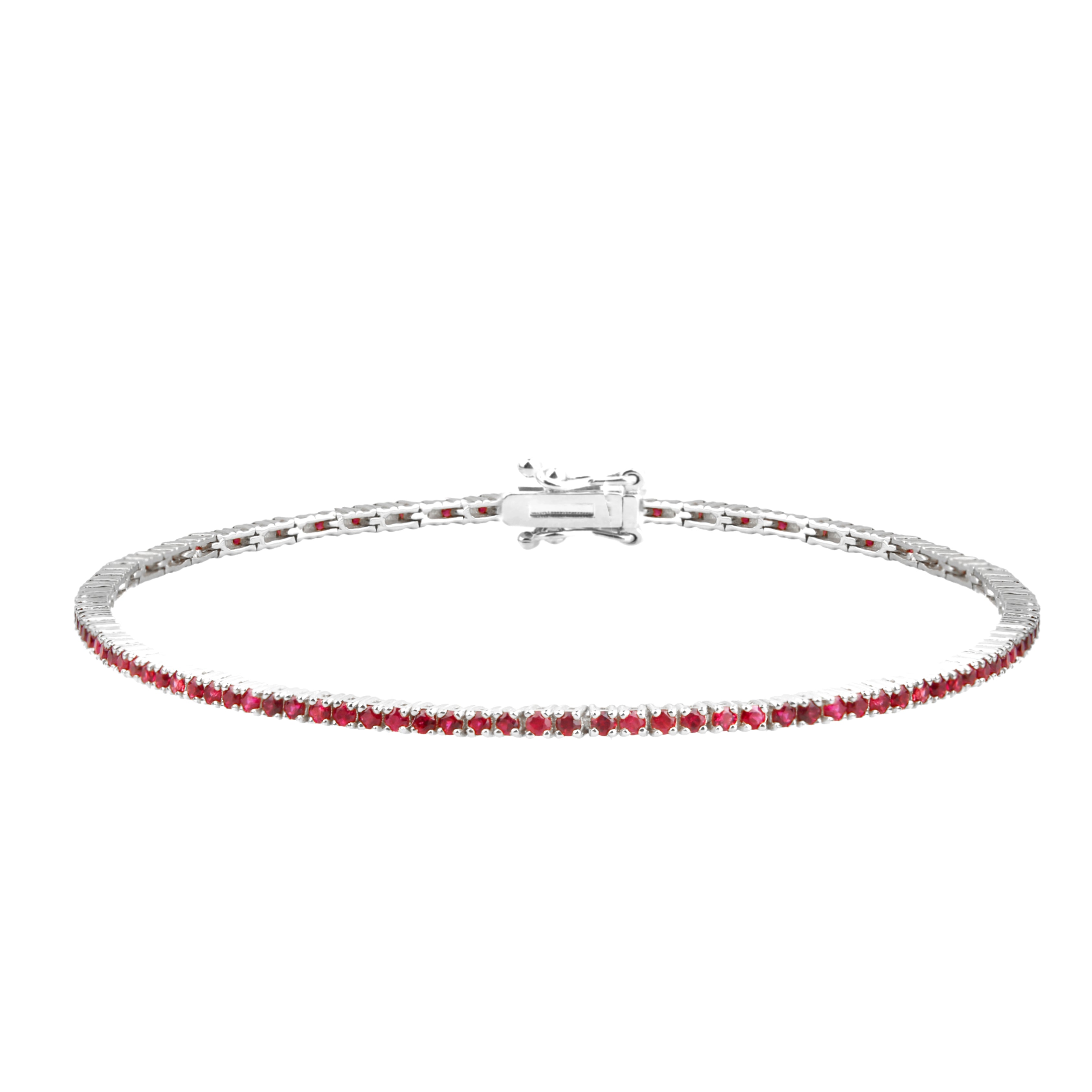14K Gold Ruby Tennis Bracelet / Dainty Ruby Stone Bracelet