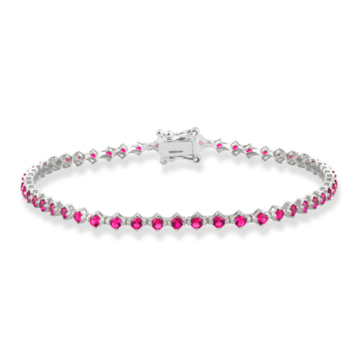 14K Solid Gold Ruby Tennis Bracelet / July Birthstone Jewelry
