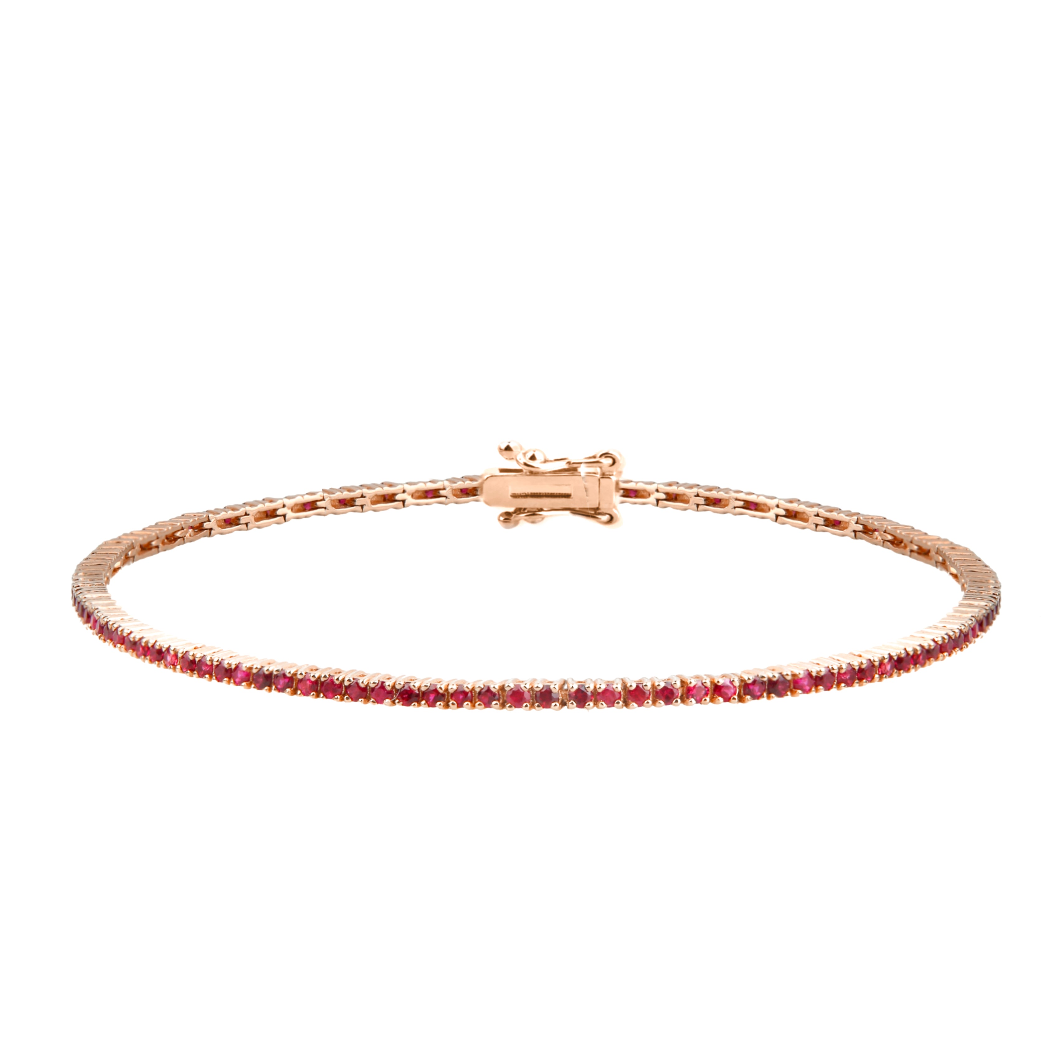 14K Gold Ruby Tennis Bracelet / Dainty Ruby Stone Bracelet