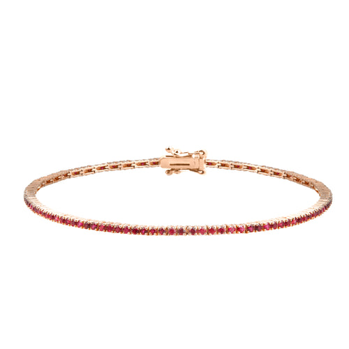 14K Gold Ruby Tennis Bracelet / Dainty Ruby Stone Bracelet