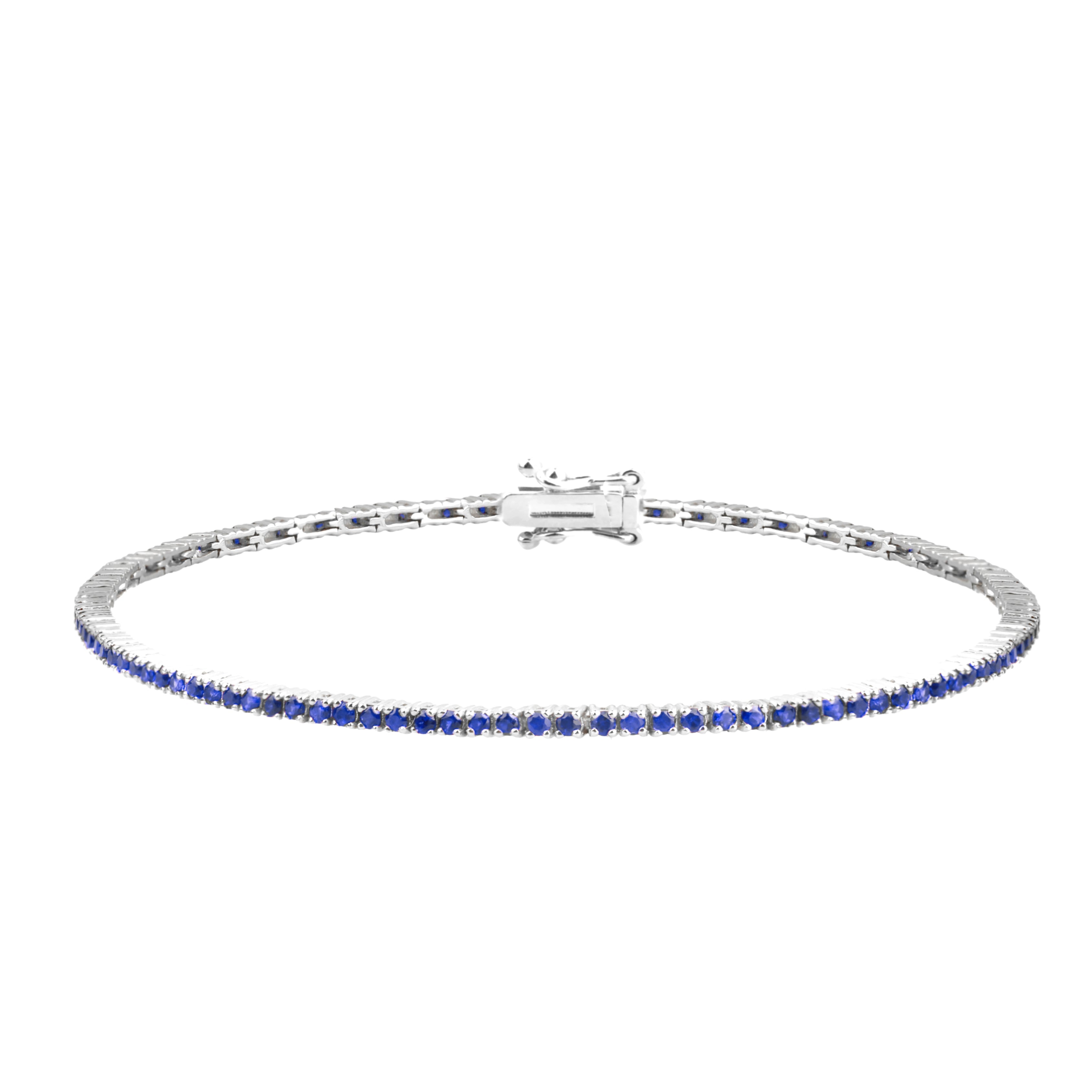 14K Gold Natural Sapphire Tennis Bracelet / Dainty Blue Sapphire Bracelet