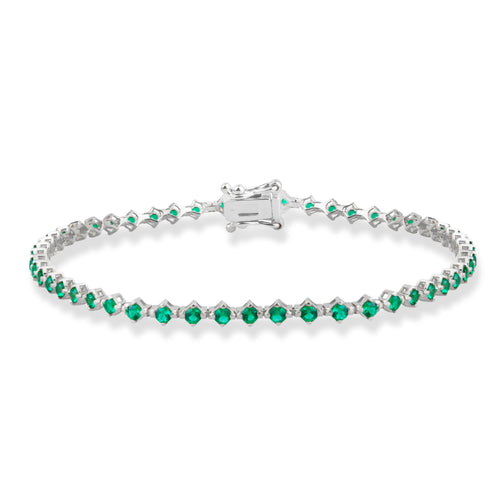 14K Solid Gold Emerald Tennis Bracelet / May Birthstone Jewelry