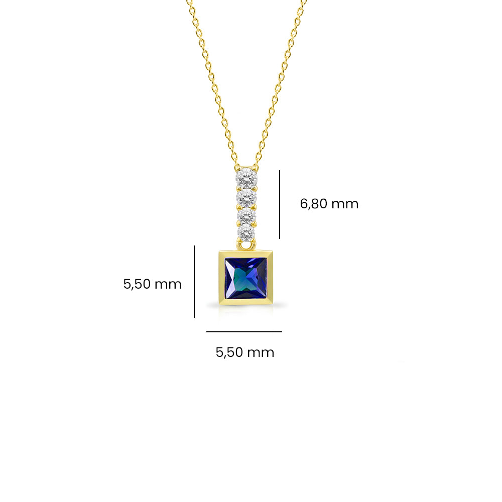 14K Gold Diamond Sapphire Necklace