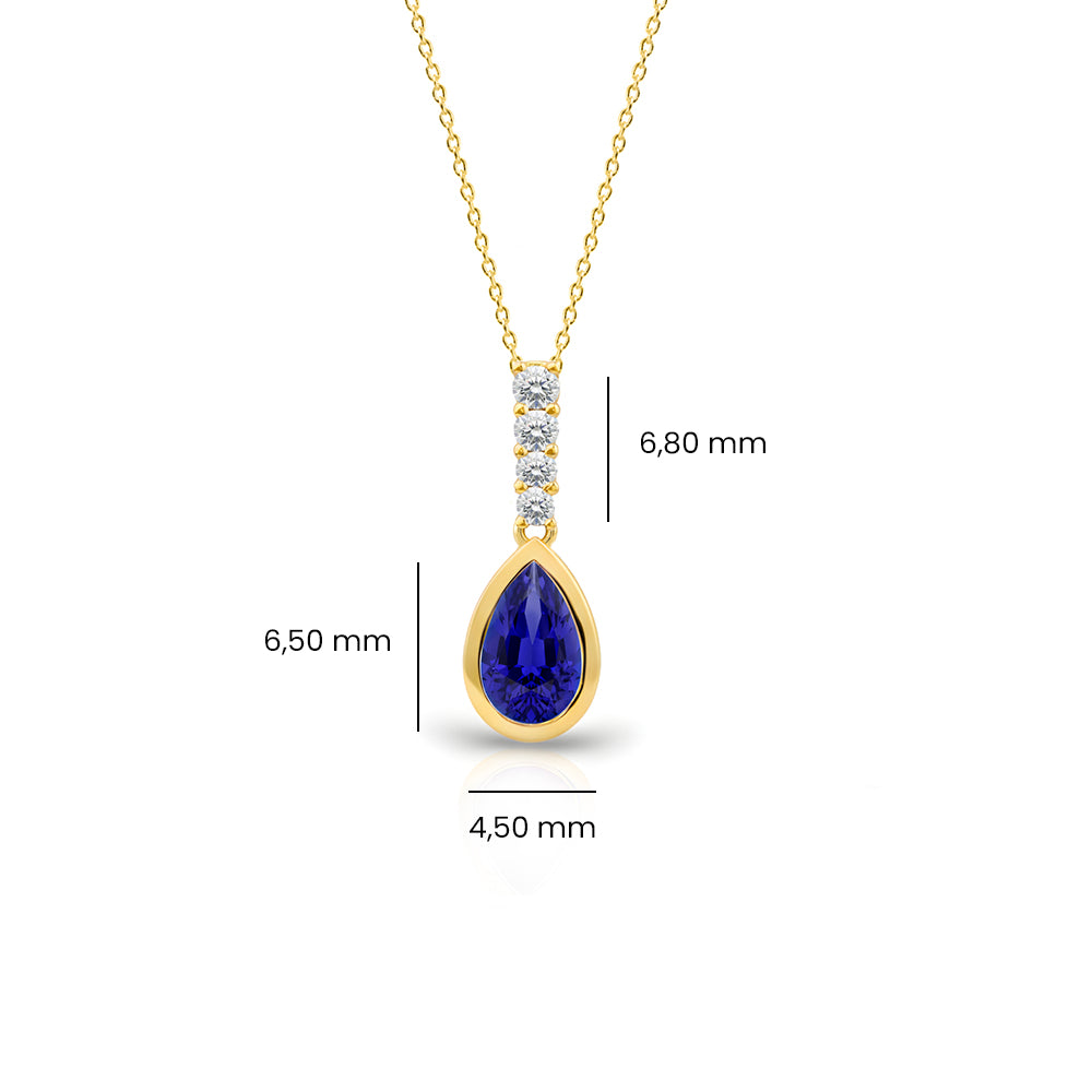 14K Gold Pear Drop Sapphire Necklace for Women