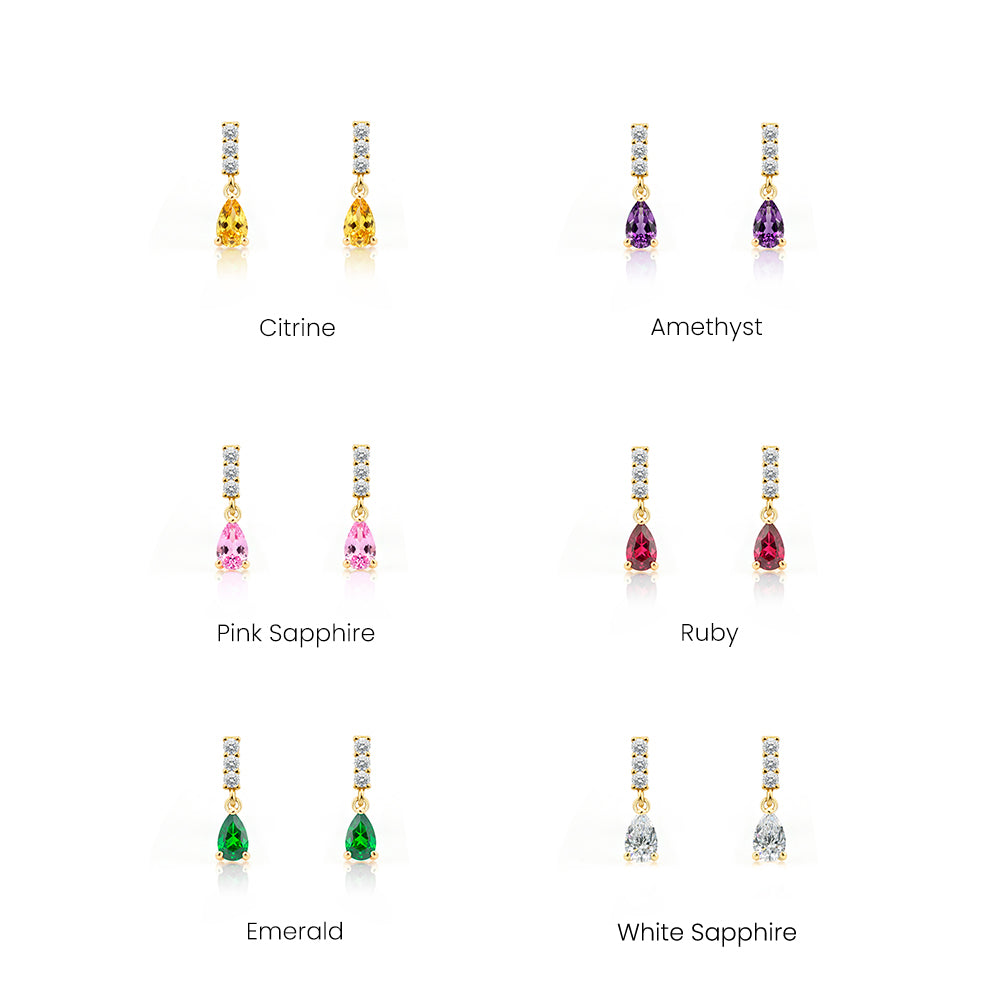 14K Gold Natural Sapphire Drop Earrings