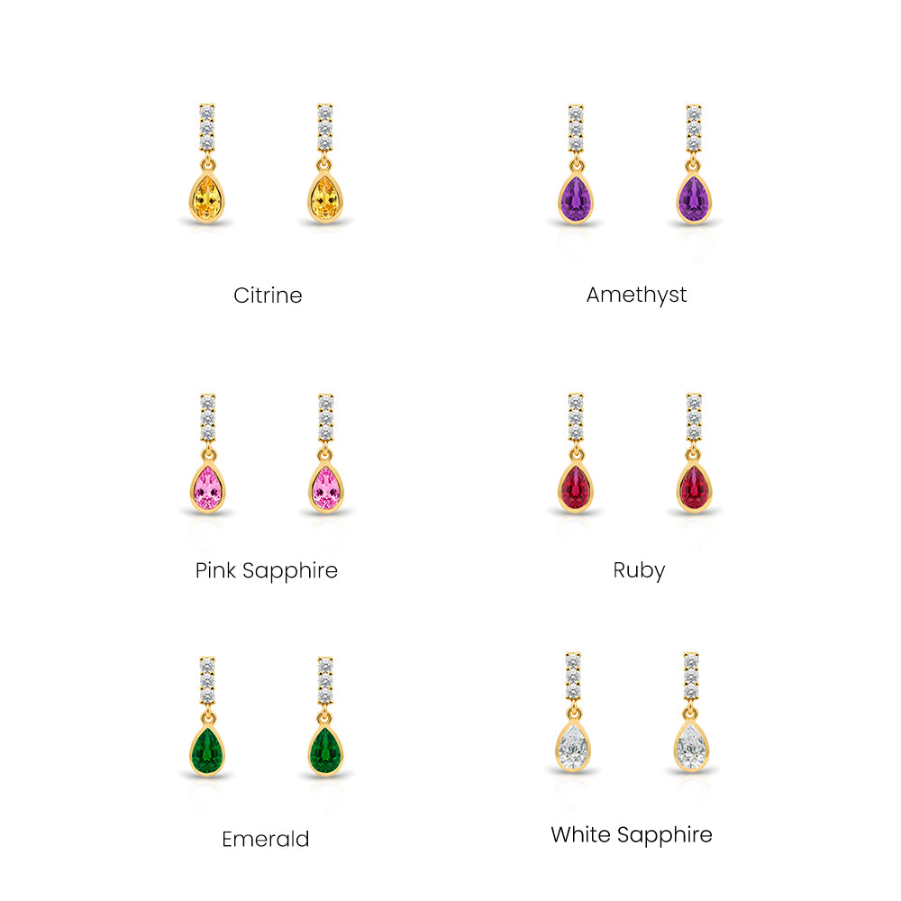 14K Gold Sapphire Teardrop Earrings