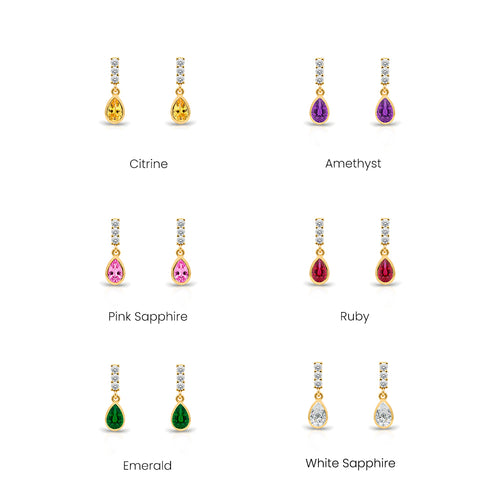 14K Gold Sapphire Teardrop Earrings