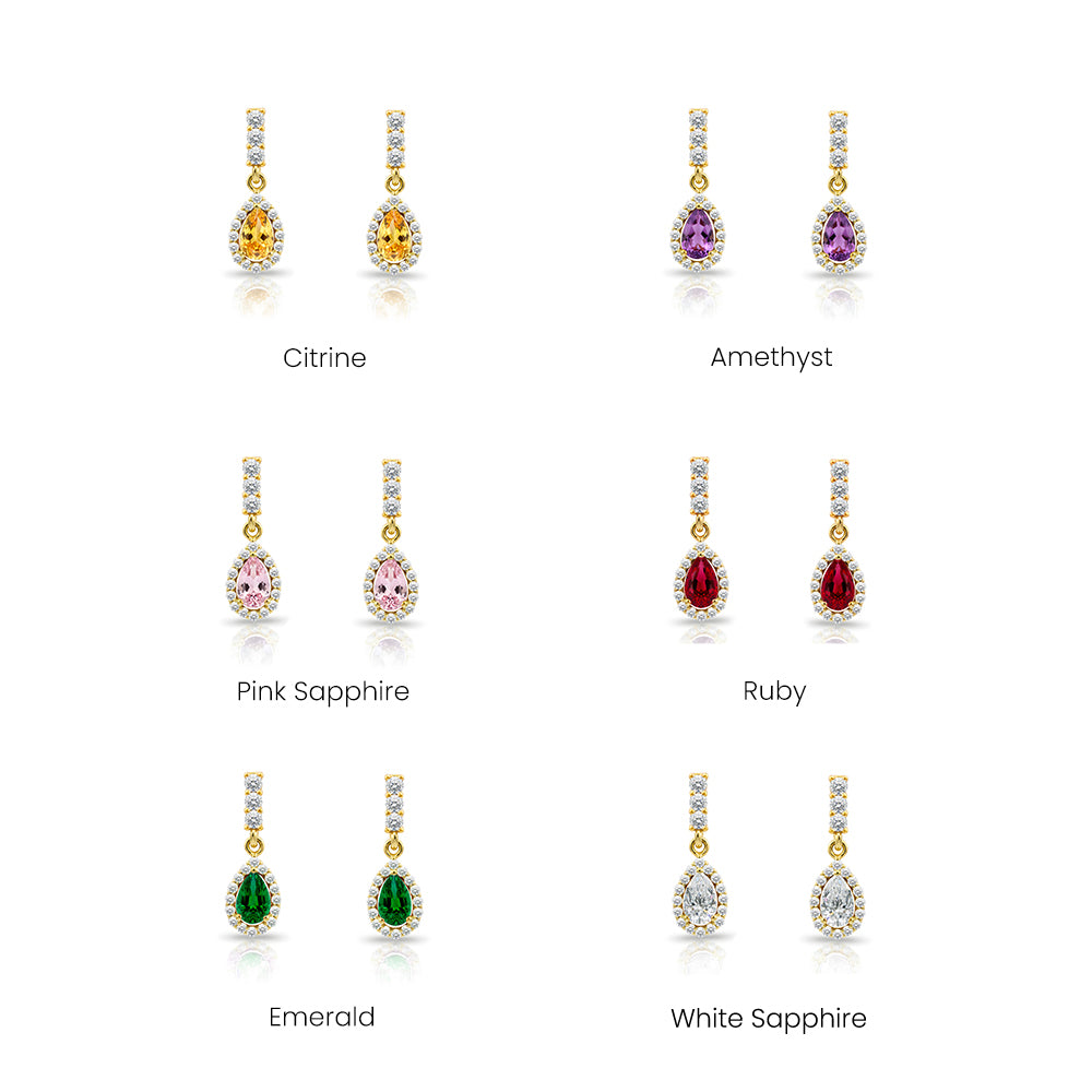 14K Gold Sapphire Pear Cut Earrings