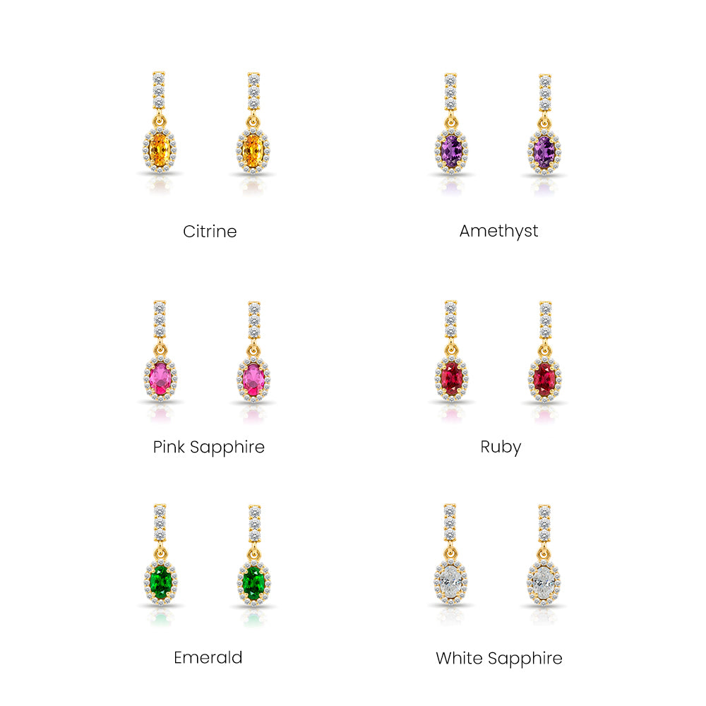 14K Gold Sapphire Oval Earrings