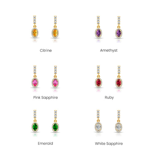 14K Gold Sapphire Oval Earrings