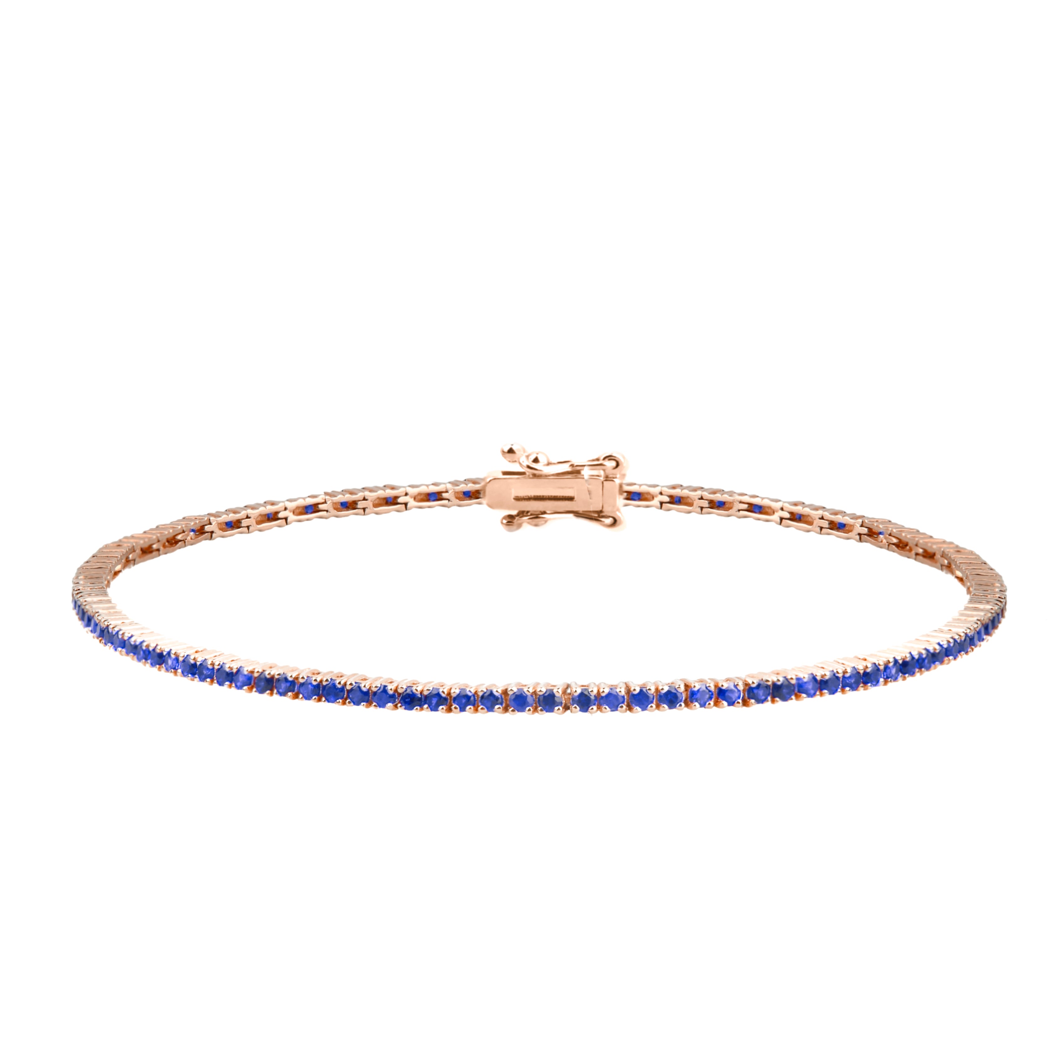 14K Gold Natural Sapphire Tennis Bracelet / Dainty Blue Sapphire Bracelet