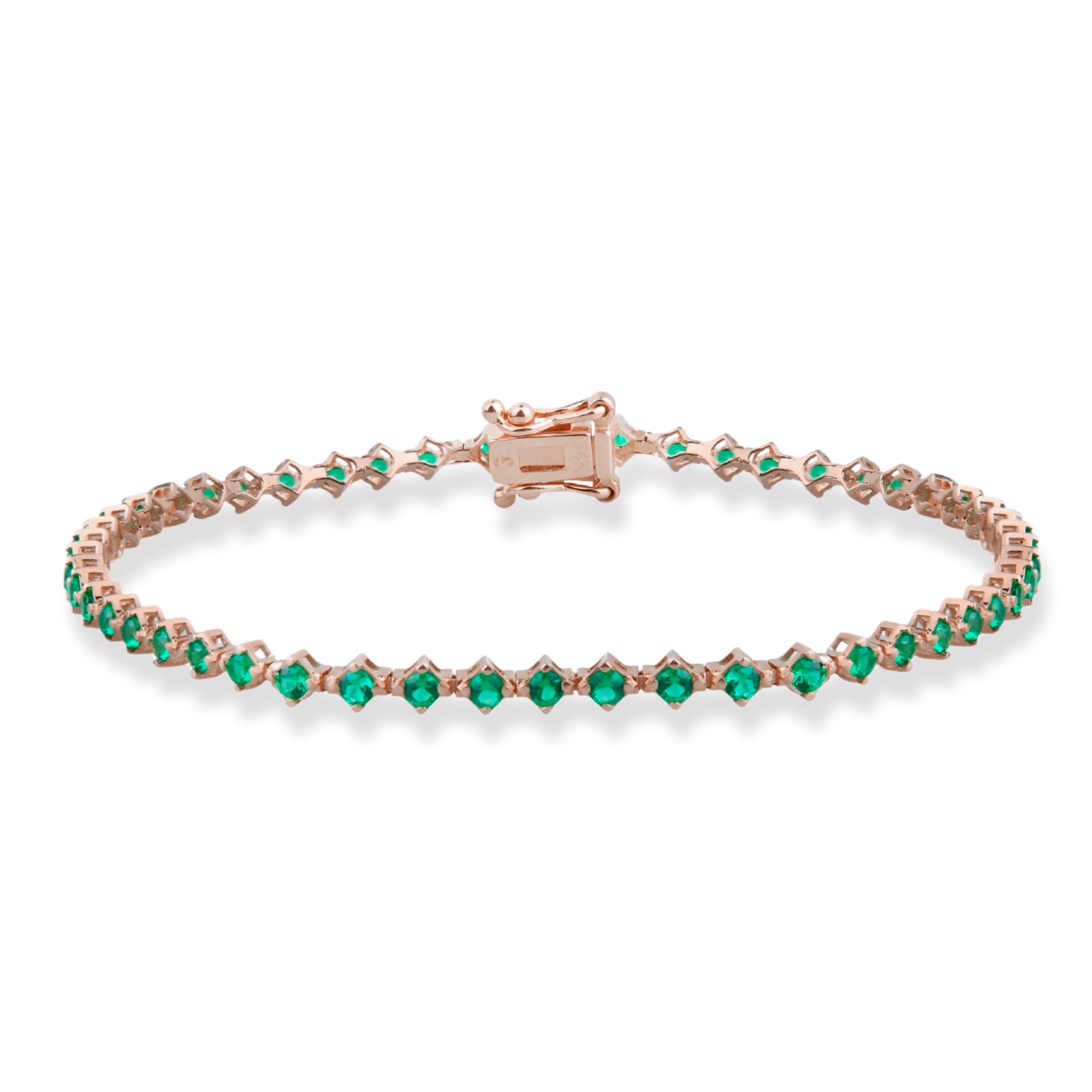 14K Solid Gold Emerald Tennis Bracelet / May Birthstone Jewelry