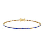 14K Gold Natural Sapphire Tennis Bracelet / Dainty Blue Sapphire Bracelet