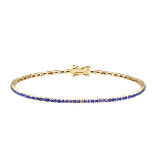 14K Gold Natural Sapphire Tennis Bracelet / Dainty Blue Sapphire Bracelet