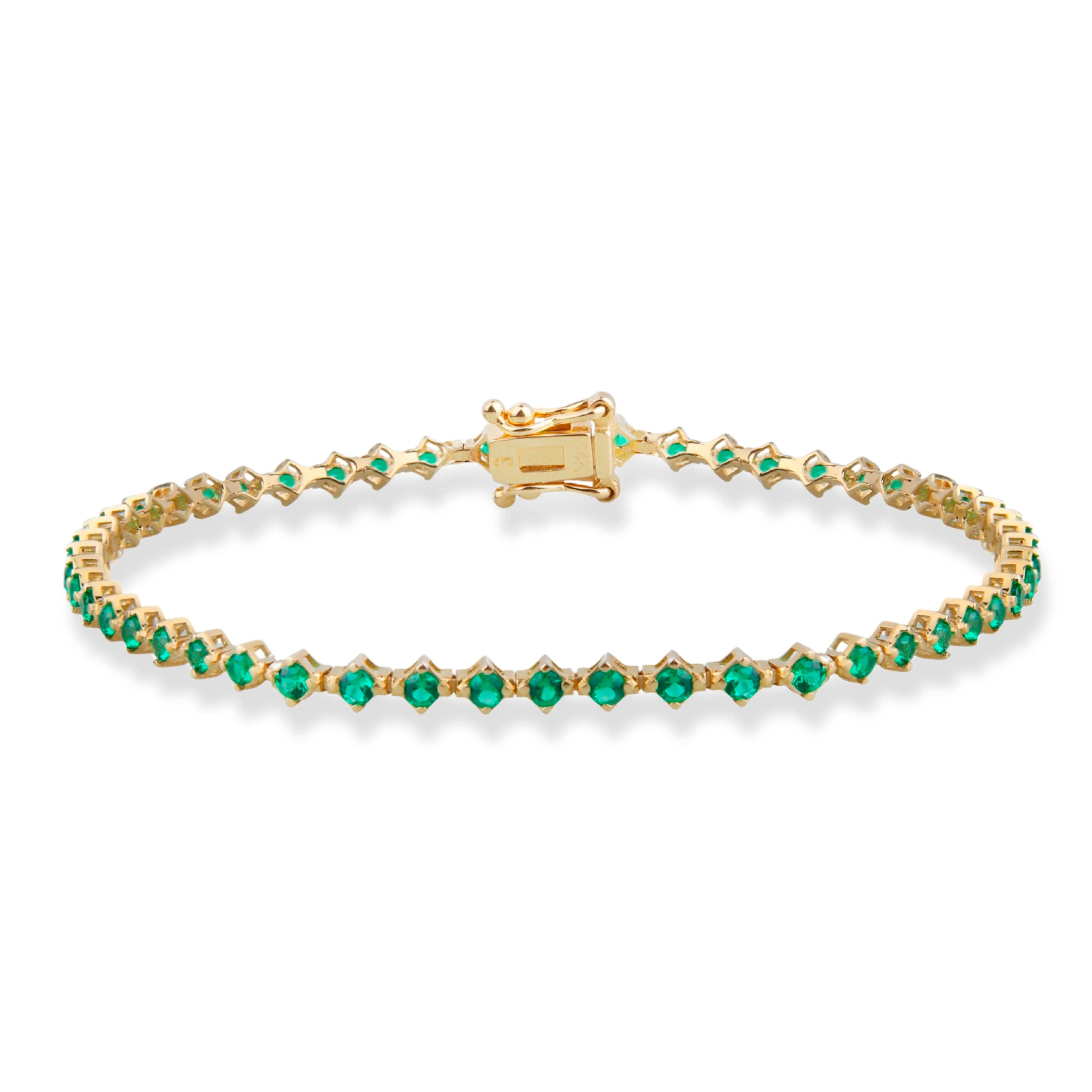 14K Solid Gold Emerald Tennis Bracelet / May Birthstone Jewelry